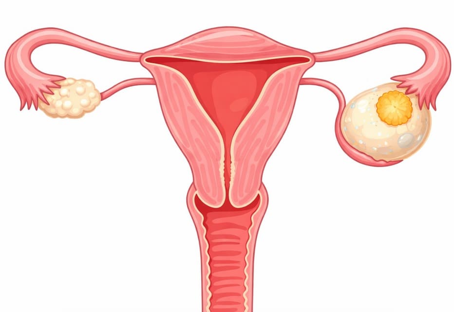 Ilustracja anatomiczna – guzy graniczne jajnika (BOTs) – leczenie ginekologiczne Gdynia
